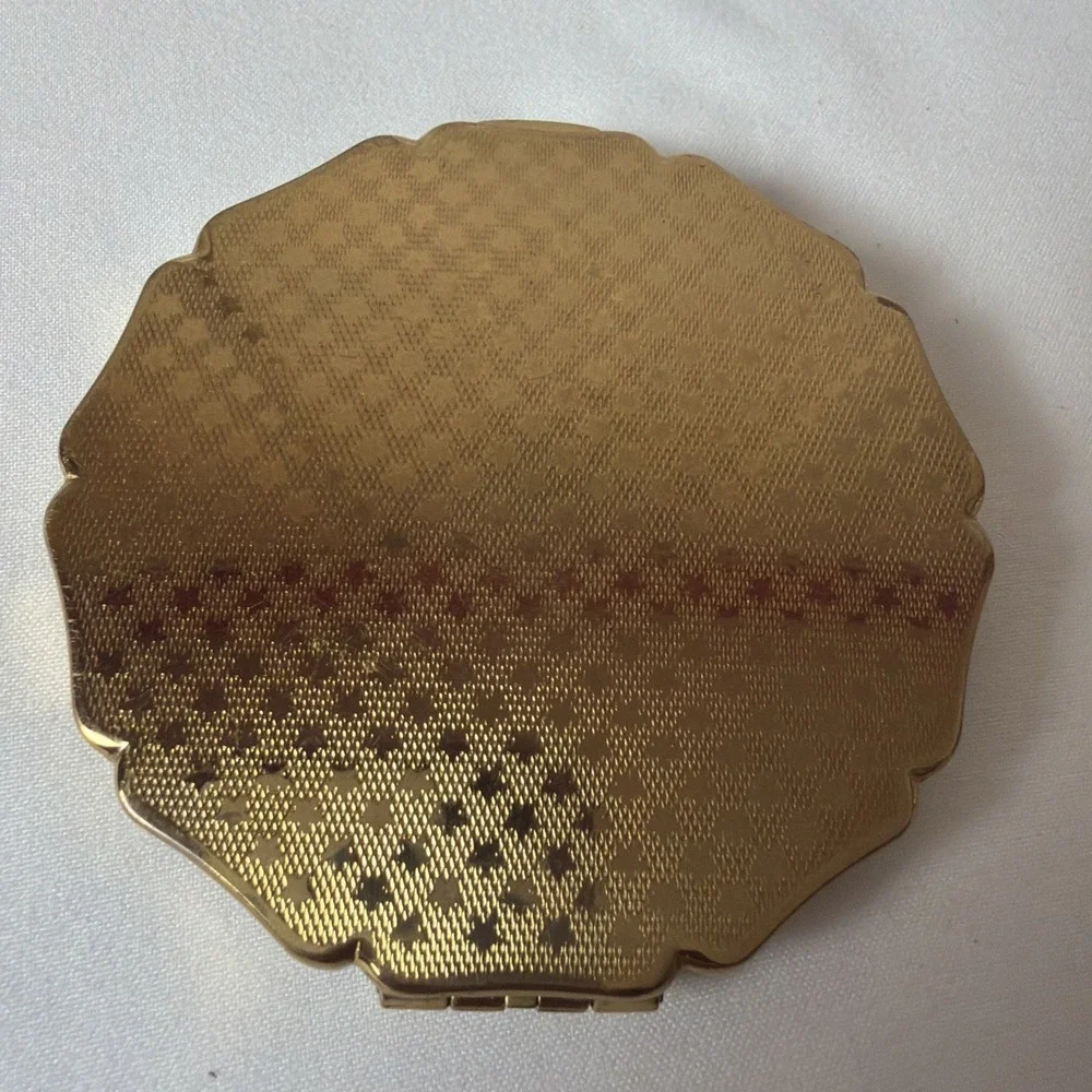 Vintage Stratton Ladies Powder Compact Mirror Gold Renaissance Enamel MidCentury